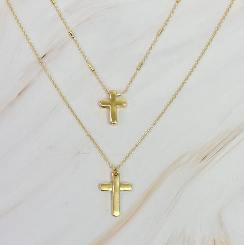 Pretty Chain Cross Necklace Set Of 2